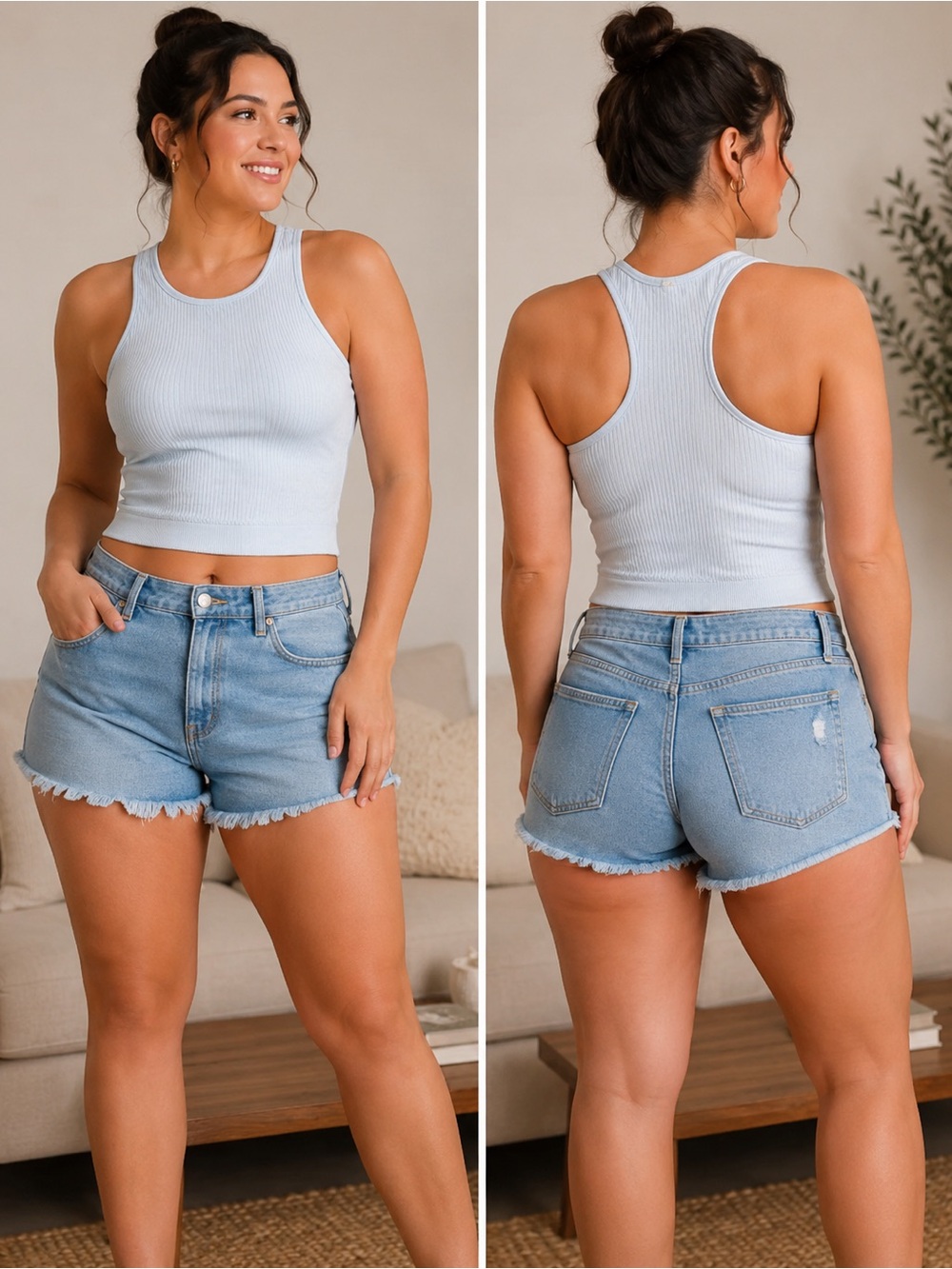 Women’s Ribbed Tank Top with Built-In Shelf Bra – Size XL